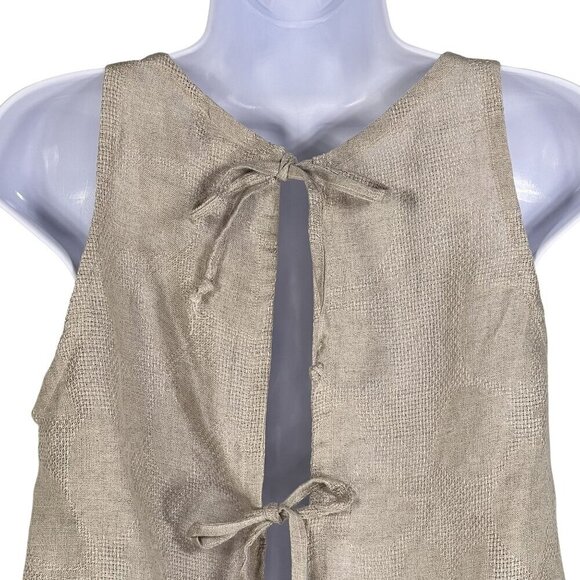 Francesca NWT Womens S 100% Linen Sleeveless Tie Back Tank Top Italy Made Beachy - Picture 7 of 14
